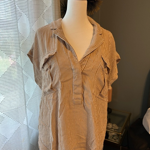 LOFT Tops - LOFT Tan Striped Blouse